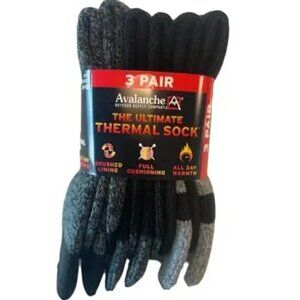 NWT - Avalanche Men's Ultimate Thermal Sock, 3 pair - Size 6-12